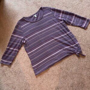 Sonoma Dusty Purple Stretchy Striped Side-Tie Top XL